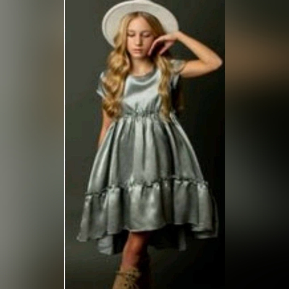 Mia Joy Lorelei silver/green Satin lightweight dress